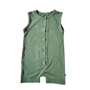 Little Bum Bums Bamboo Ivy Green Ribbed Shortall Romper‎ 18-24 NWT Boho Chic